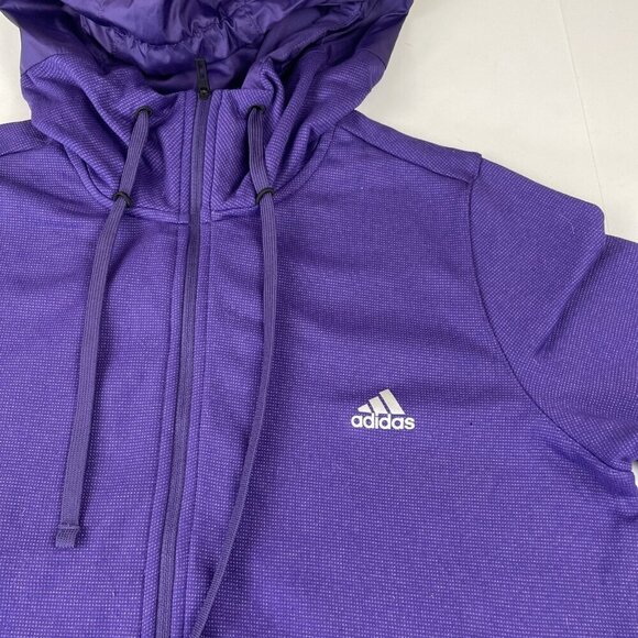 Adidas ClimaWarm 1/4 Zip Hoodie Pullover Jacket Women's L Purple Thumbholes Poly - Picture 9 of 11